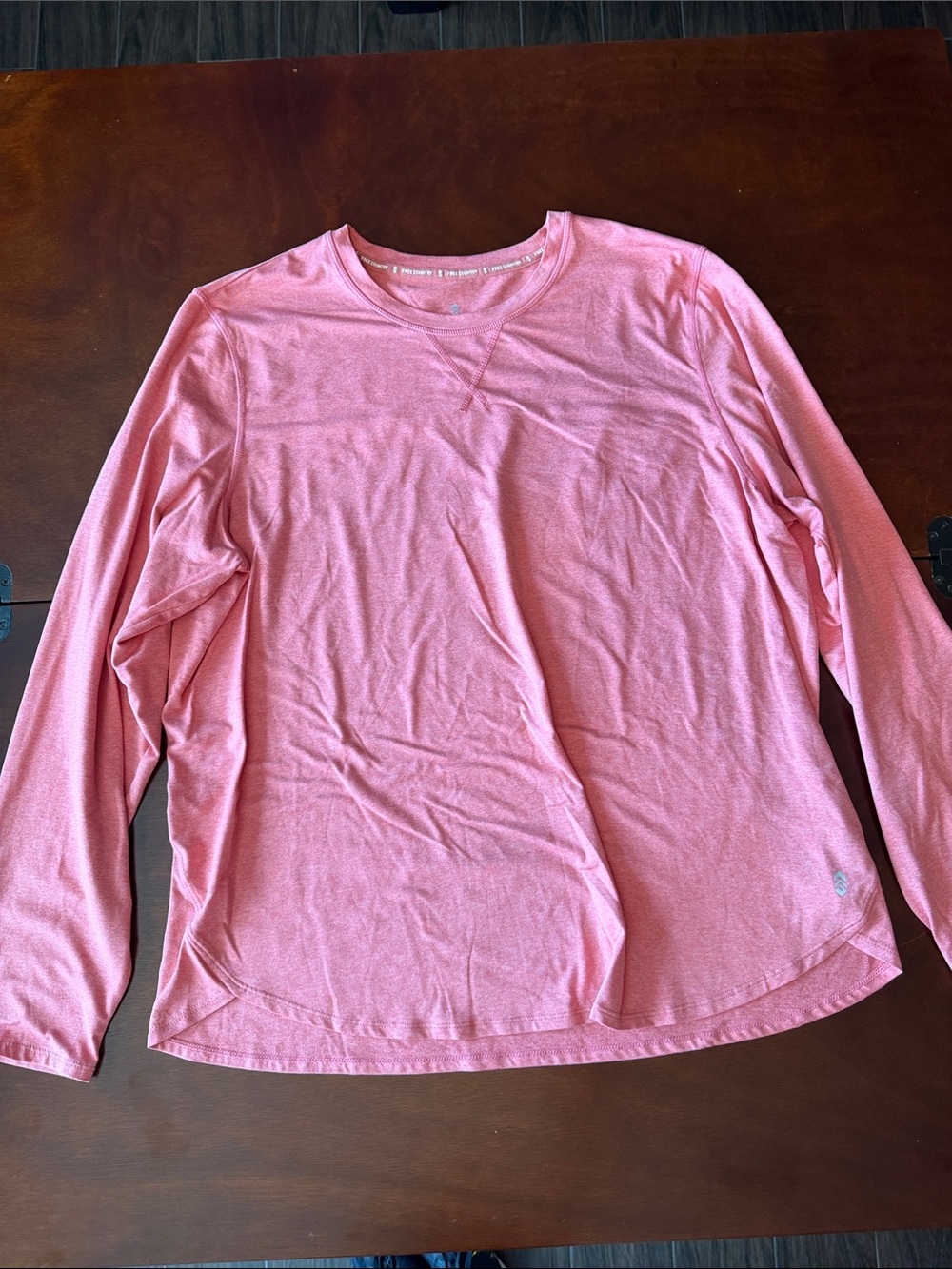 Free Country coral womens plus Long Sleeve activewear Crewneck Top